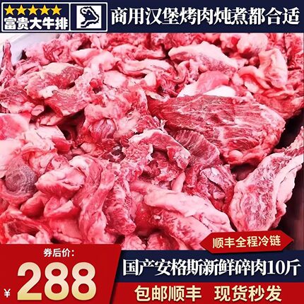包邮10斤国产谷饲安格斯牛排头尾边角料碎肉原切菲力清真烧烤牛肉