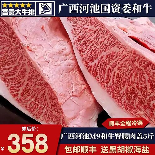5斤国产m9广西和牛雪花臀腰肉盖