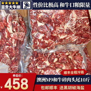 包邮10斤澳洲m9牛排头尾边角料和牛雪花原切清真谷饲牛肉清真碎肉