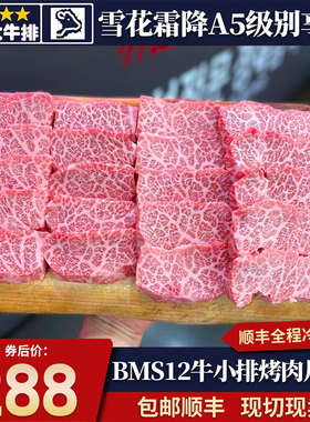 包邮2盒澳洲BMS12牛小排烤肉片原切谷饲和牛肉雪花霜降非日本m12
