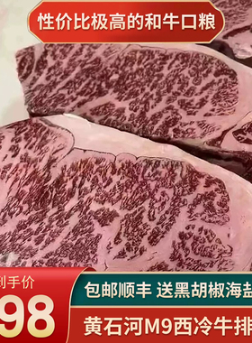 包邮4斤美国m9黄石河西冷牛排谷饲和牛雪花霜降原切健身实惠牛肉