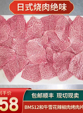 包邮BMS12辣椒肉烤肉片小菲力400克原切谷饲雪花和牛非A5神户牛肉