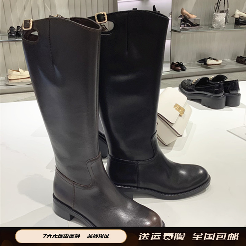 商场同款2025冬季新款蝴蝶骑士长靴高筒靴时装靴粗跟女靴EIF04DG5
