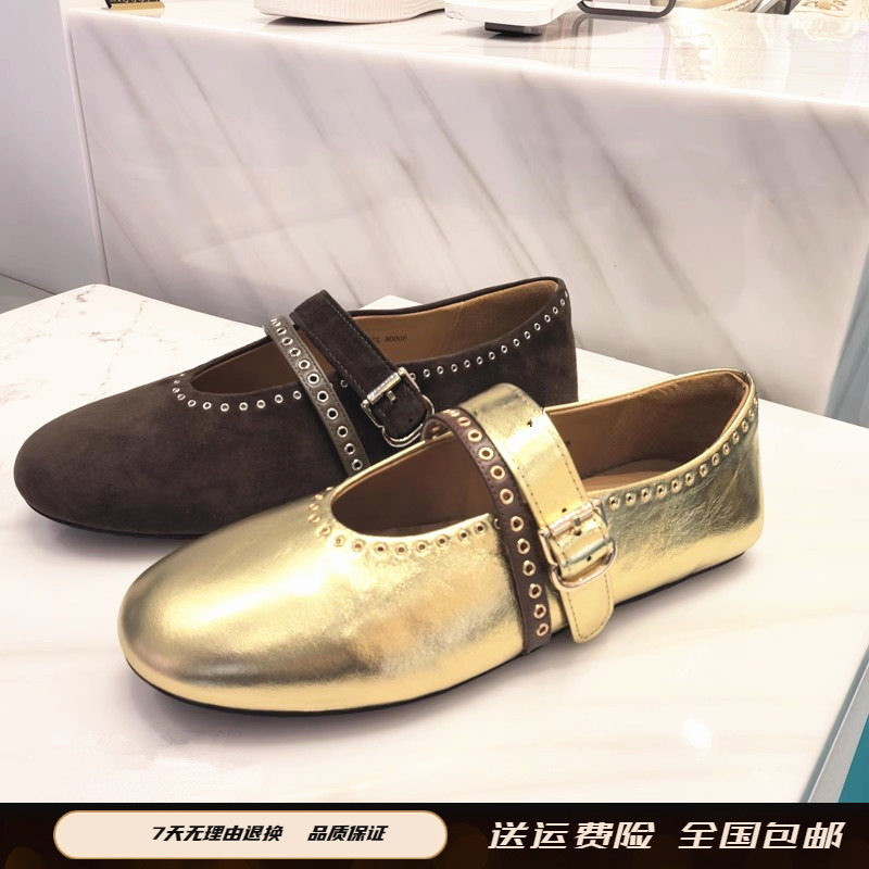 林中秘境2025年秋季新款牛皮朋克风一脚蹬平底玛丽珍女单鞋80606