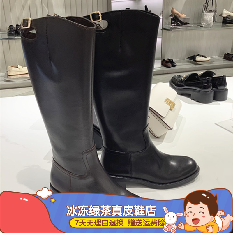 商场同款2025冬季新款蝴蝶骑士长靴高筒靴时装靴粗跟女靴EIF04DG5