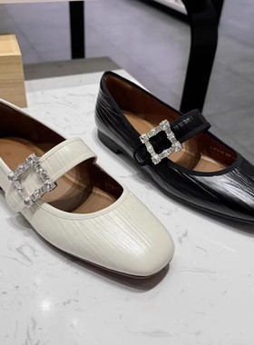 商场同款2024秋季新款奶油方糖复古黑色玛丽珍鞋浅口女鞋EPQ10CQ4