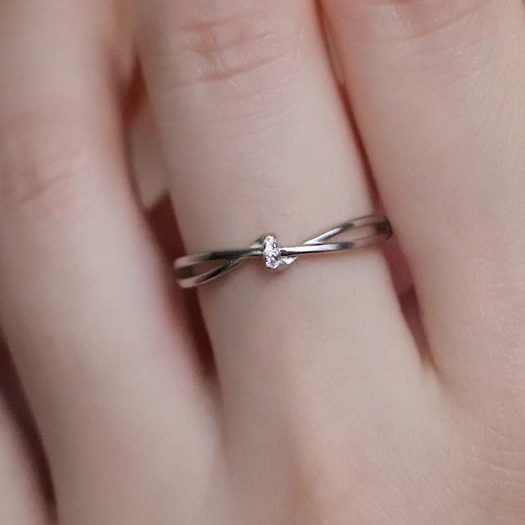 双生结纯银戒指可调节