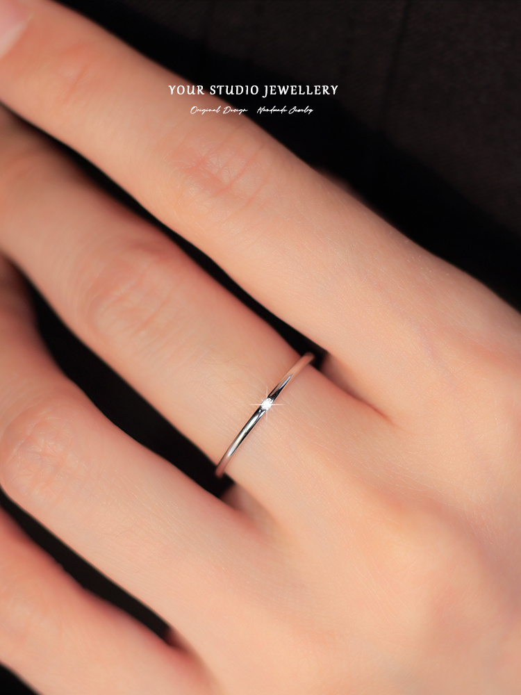 极细碎钻锆石戒指纯银S925可叠戴女气质纤细款简约耐看ins风戒子