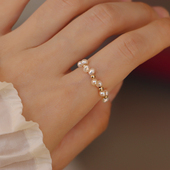 YOUR蕾丝编织珍珠戒指美国14k包金戒指戒子精致设计感优雅时尚 女