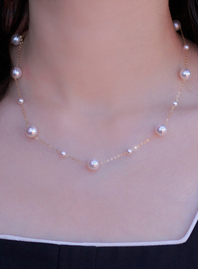 满天星辰 小众设计轻奢美国14k包金施家超亮无暇珍珠多种戴法礼物