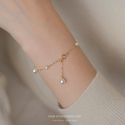 施家奶油白Cream Pearl满天星珍珠手链大小珠设计款小灯泡光泽