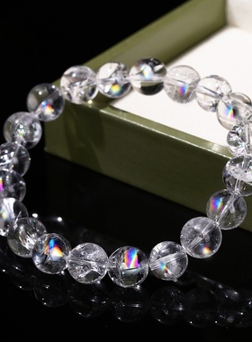 天然白阿塞手串白水晶能量素圈男女手链