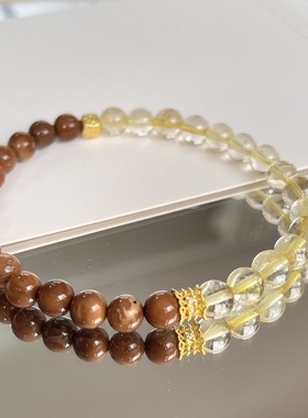 原创库克圆珠黄水晶拼接手链送女友闺蜜礼物