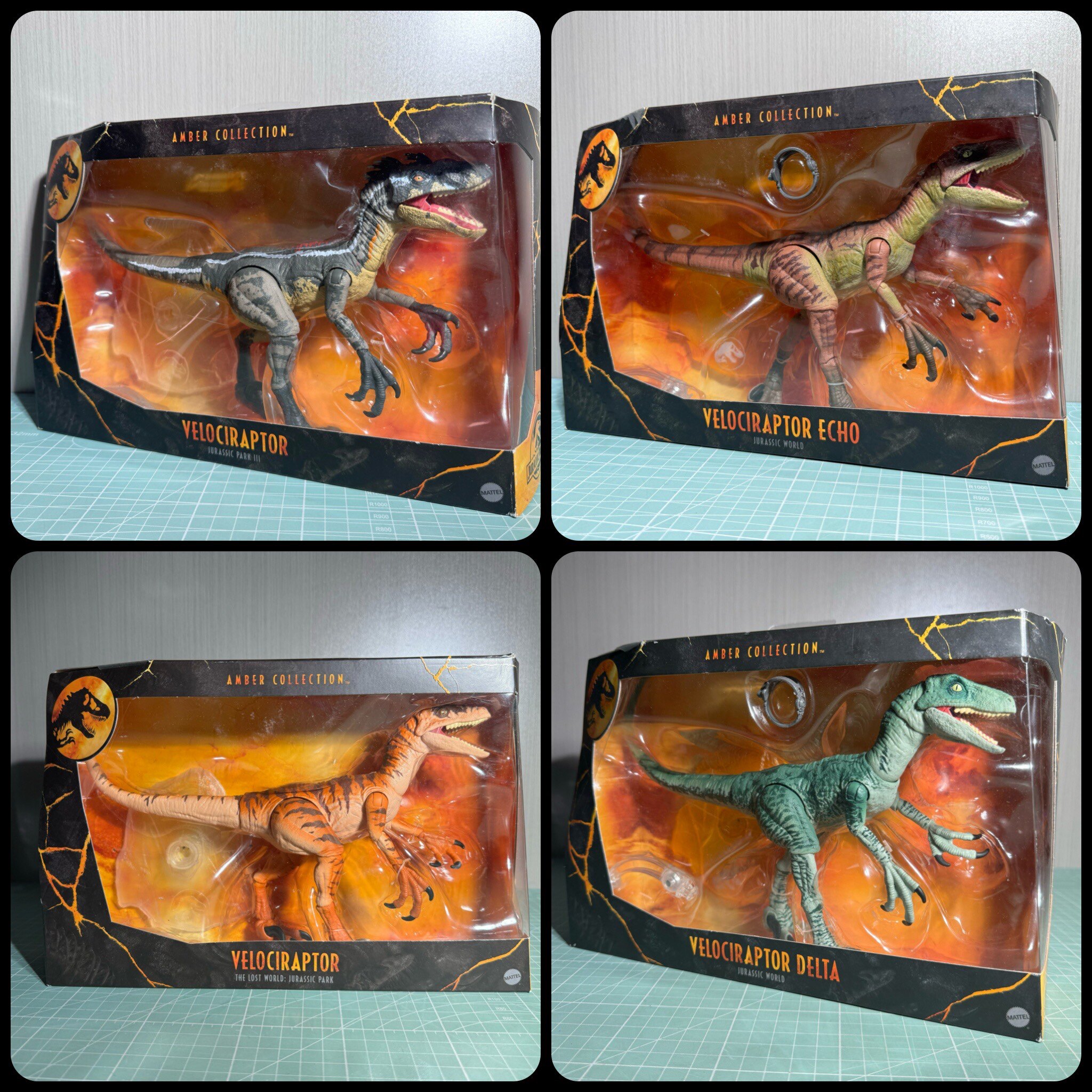 美泰琥珀收藏6英寸系列迅猛龙艾蔻德塔虎纹布鲁雄迅公迅无齿翼龙