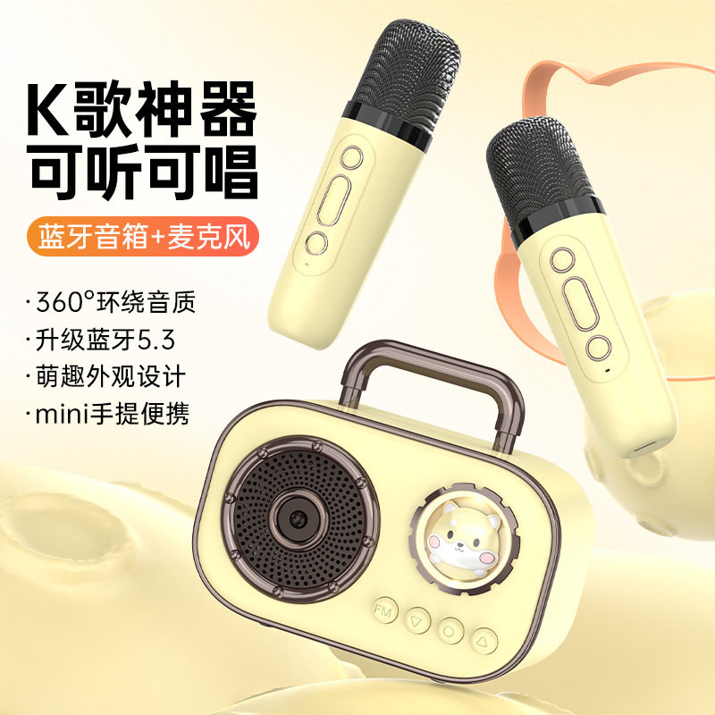 式蓝牙音箱家用无线k歌音响带话筒麦克风户外唱歌小型家庭ktv