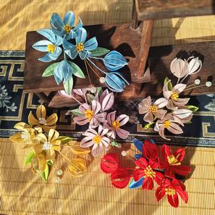 洛城古都 缠花成品花骨朵发夹日常发饰百搭发簪古风簪子汉服配饰