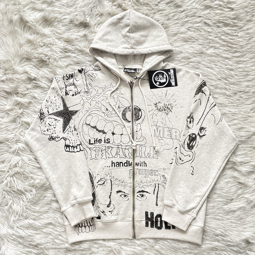Hellstar Studios Life is Fragile Hoodie 涂鸦印花休闲连帽卫衣