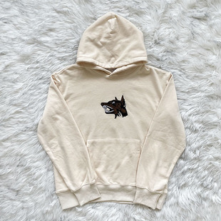 明星同款 TUFF CROWD CREAM HOODIE 狗头刺绣运动休闲男女卫衣