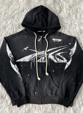 Hellstar Studios Zip Up Hoodie 拉链洗水纯棉连帽卫衣