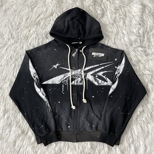 Hellstar Studios Zip Up Hoodie 拉链洗水纯棉连帽卫衣