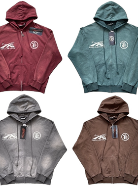 Hellstar Studios Zip Up Hoodie 拉链洗水纯棉连帽卫衣