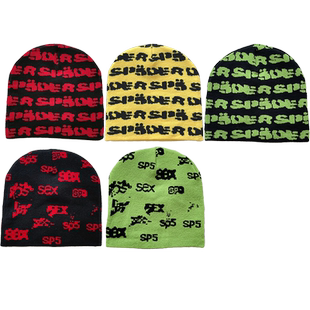 Sp5der worldwide 555555 男女同款针织毛线冷帽子