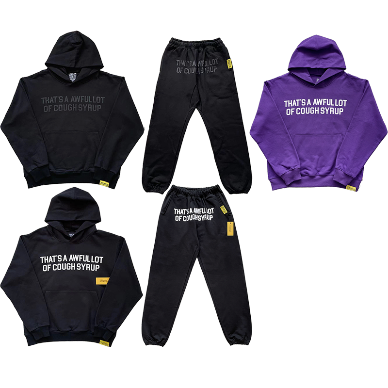 That's A Awful Lot of Cough Syrup 字母印花连帽卫衣长裤套装