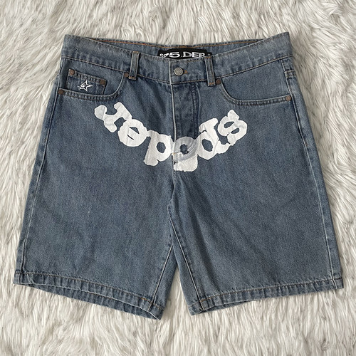 Sp5der 555555 5STAR Vintage Denim shorts 男女休闲牛仔短裤