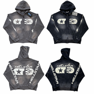 Hellstar Studios Zip Up Hoodie 拉链洗水纯棉连帽卫衣