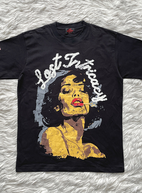 Lost intricacy 欧美复古人像印花洗水纯棉短T恤