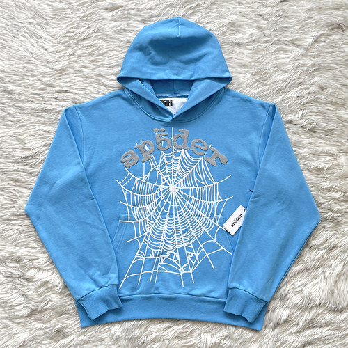 Sp5der worldwide 555555 TEE 蜘蛛网字母立体印花连帽卫衣