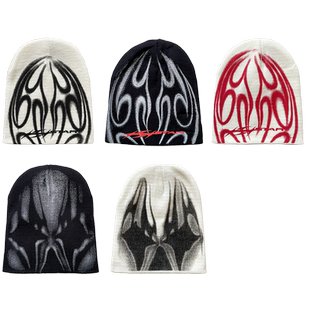 Hellstar Studios logo Sports Flame Beanie 针织休闲毛线冷帽子