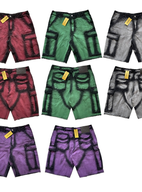 That's A Awful Lot of Cough Syrup渐变多口袋毛边设计工装短裤