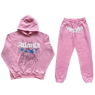 pants Sp5der 粉色蜘蛛网卫衣 Hoodie Pink 555555 Atlanta