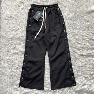 Button Nylon Pants排扣直筒宽松纽扣高街阔长腿 Waxed Hellstar