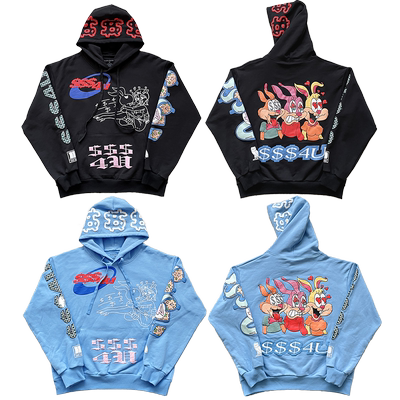 DRAKE RELATED HOODIE 炫彩卡通兔发泡印花连帽卫衣