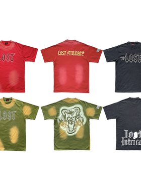 Lost intricacy 镶钻洗水休闲男女款纯棉短袖T恤