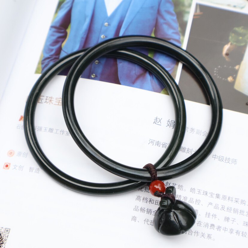 和田玉叮当一对青玉手镯细圆条俩只莲蓬挂件古风玉镯子文艺叮当镯
