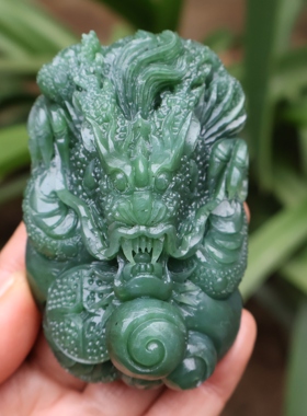 和田玉碧玉龙手把件玉把件碧玉龙行天下玉ba j w