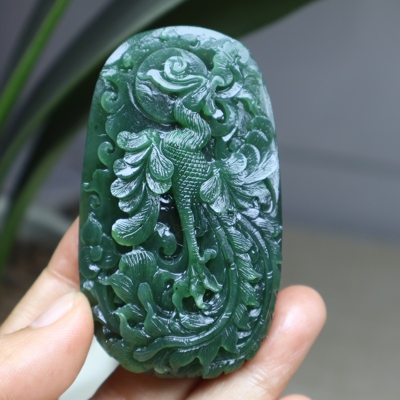 新货毛货天然和田玉碧玉凤凰挂件牌子吊坠支持复检