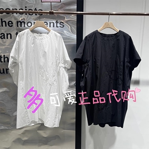 衣播商场同款连衣裙2025夏BDS2LD2581新款纯色印花圆领宽松裙池月