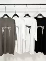 Dawnhin Ro S/S Dark Trendy Embroidered Logo Silhouette Short-Sleeve Loose Five-Quarter Sleeve T-Shirt Unisex
