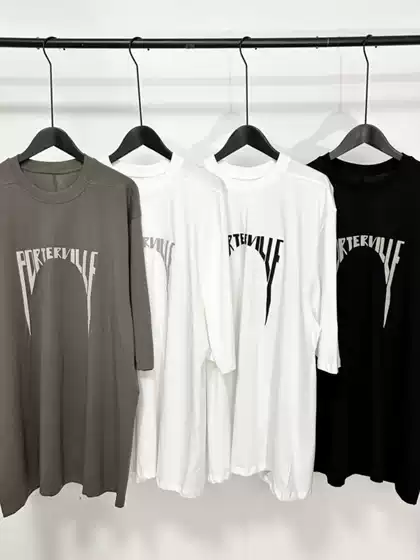 Dawnhin Ro S/S Dark Trendy Embroidered Logo Silhouette Short-Sleeve Loose Five-Quarter Sleeve T-Shirt Unisex