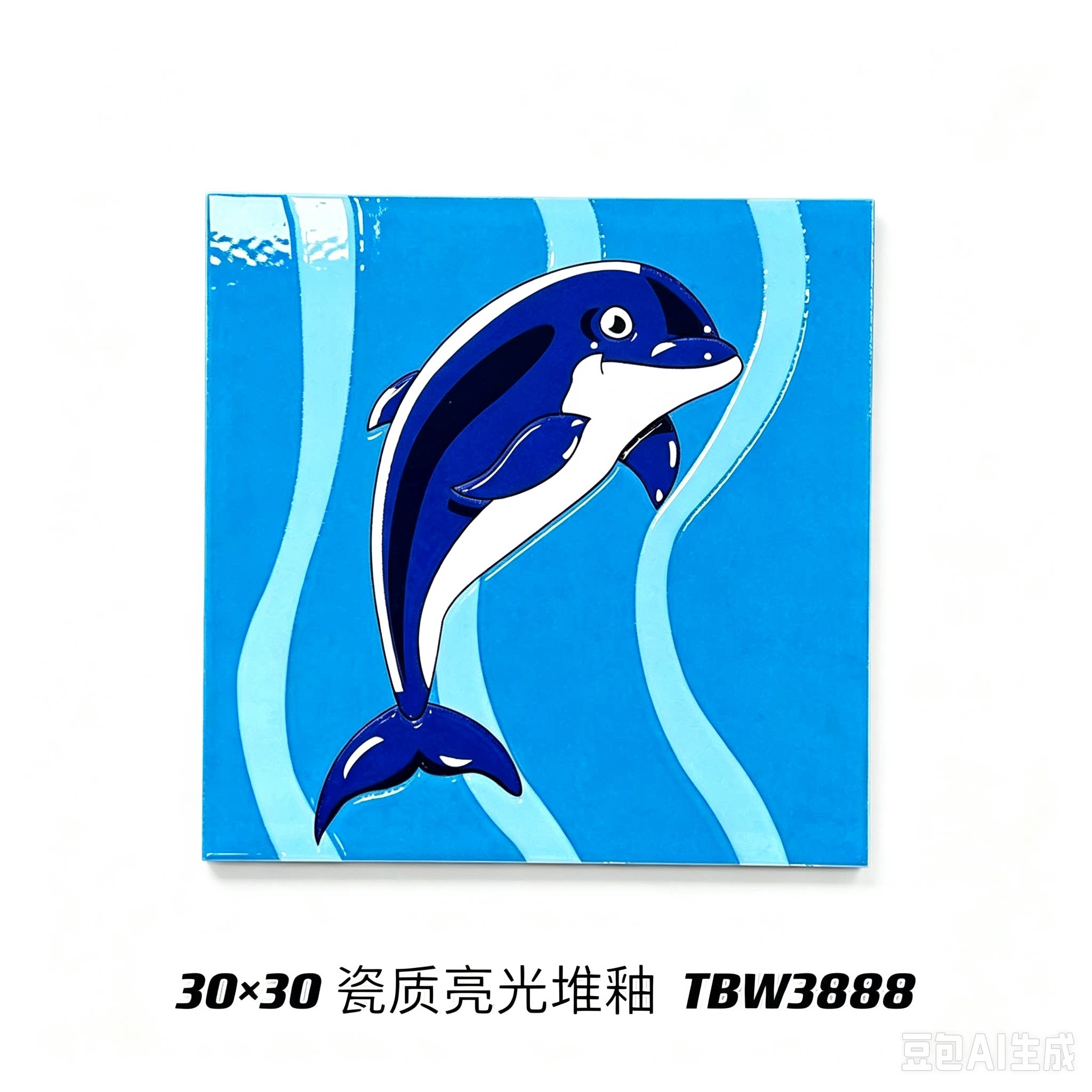 儿童房瓷砖300x300幼儿园卫生间游泳池蓝色浴室仿马赛克防滑地砖