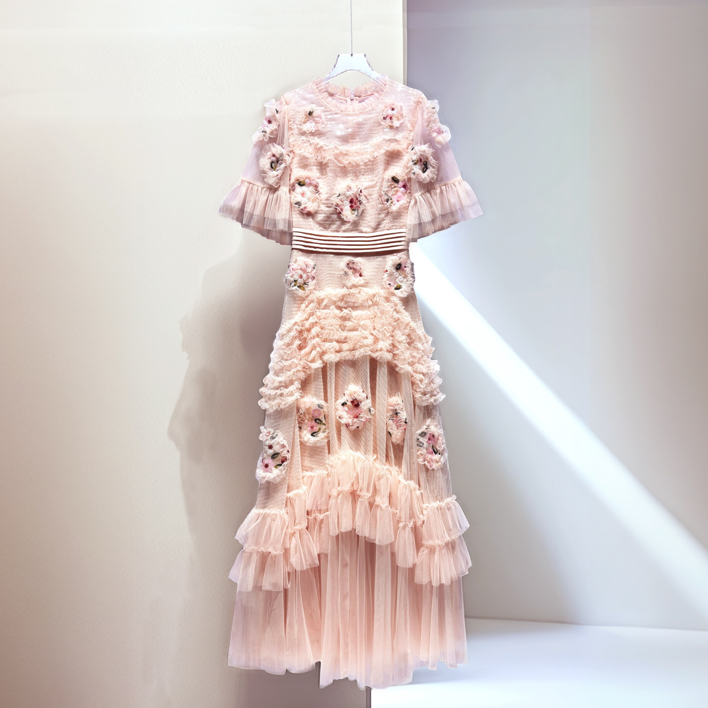 亮片重工艺大摆裙法式小礼服过生日可穿仙气风晚装粉色纱裙连衣裙,女装/女士精品,礼服/晚装,淘宝优惠券,粉丝福利购,淘宝优惠卷