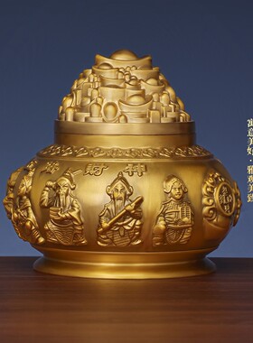客厅五路财神装饰品聚宝盆摆件