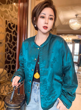 新中式桑蚕丝内胆填充棉服2025冬季新款高端精致女装国风棉袄外套