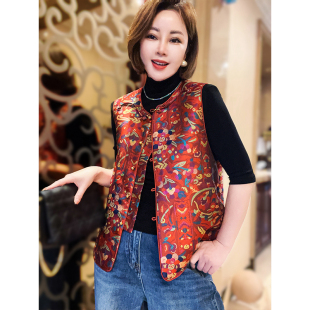 女装 岑晨 上衣坎肩 马甲时尚 复古设计款 小红锦 新中式