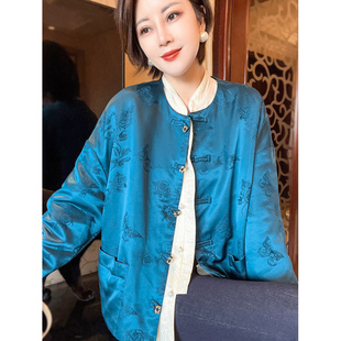 【蓝之蝶】新中式桑蚕丝内胆填充外套秋冬季时尚新款上衣女