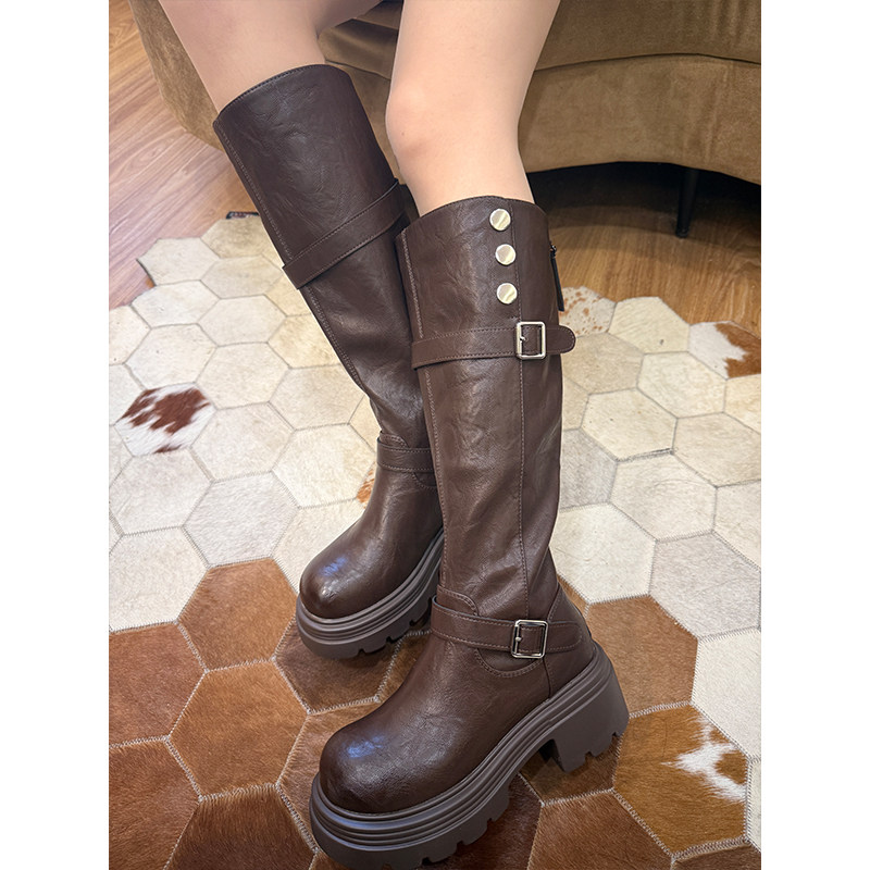 复古不过膝长筒靴女新款遮肉显瘦百搭靴,女鞋,烟筒靴,淘宝优惠券,粉丝福利购,淘宝优惠卷